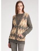Chloé Cashmere-Blend Argyle Cardigan - Lyst