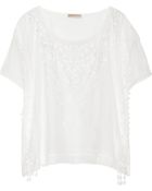 Emilio Pucci Embroidered Cotton and Silk Blend Voile Top - Lyst