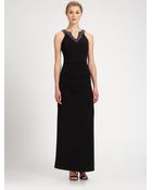 Laundry By Shelli Segal Beaded-Neck Matte Jersey Gown - Lyst