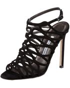 Manolo Blahnik Coddila Strappy Suede Highheel Sand - Lyst