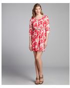 Max & Cleo Fuchsia Berry Printed And Pleated Chiffon 'Johanna' Belted Dress - Lyst