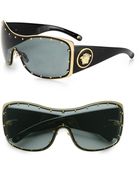 Versace Rock Icon Medusa Studded Shield Sunglasses - Lyst