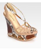 Alexandre Birman Python Woven Leather Wedge Sandals - Lyst