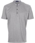 Lanvin Band Collar Polo Shirt - Lyst