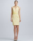 Theia Halter Dress in A Yellow Print - Lyst