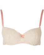 Topshop Cream Lace Balcony Bra - Lyst