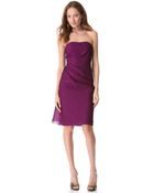 Lela Rose Side Ruched Strapless Dress - Lyst