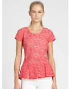 Madison Marcus Lace Peplum Top - Lyst