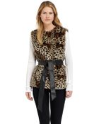 Via Spiga Belted Faux Fur Vest - Lyst