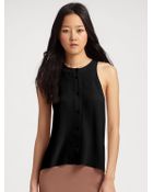 T By Alexander Wang Silk Buttondown Tank Top - Lyst
