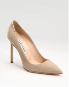 Manolo Blahnik Bb Suede Point-Toe Pumps - Lyst