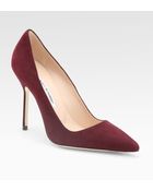 Manolo Blahnik Bb Suede Point-Toe Pumps - Lyst