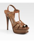 Saint Laurent Tribute Patent Leather Platform Sandals - Lyst