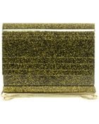 French Connection Pretty Perspex Gold Glitter Clutch Bag - Lyst