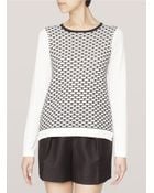 Tibi Mesh patterned Cotton blend Sweater - Lyst