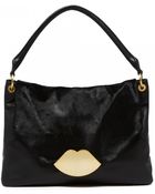 Lulu Guinness Black Calf Hair Medium Nicola - Lyst