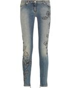 Roberto Cavalli Appliquéd Lowrise Skinny Jeans - Lyst