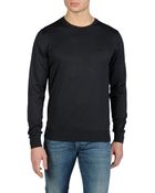 Armani Jeans Lightweight Crew Neck Sweater with Logo - Lyst