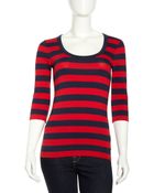 French Connection Threequarter Sleeve Stripe Top - Lyst