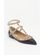 Valentino Rockstud Tstrap Flat - Lyst