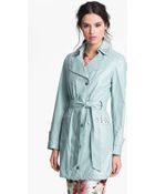 Via Spiga Studded Faux Leather Trench Coat - Lyst