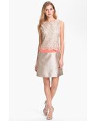 Eliza J Metallic Lace Satin Dress - Lyst