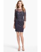 Pisarro Nights Illusion Yoke Beaded Cocktail Dress - Lyst