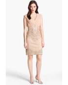 Sue Wong Pleated Bodice Embellished Lace Chiffon Dress - Lyst