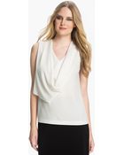 St. John Collection Drape Front Sleeveless Top - Lyst