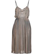 Giada Forte Pleated Skirt Stripe Dress - Lyst