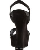 Stuart Weitzman Bandana Suede Wedge Sandals - Lyst