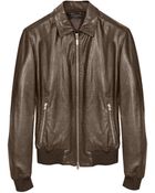 Forzieri Dark Brown Leather Bomber Jacket - Lyst