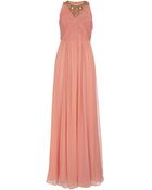 Matthew Williamson Embellished Crinkle Chiffon Gown - Lyst