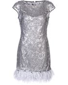 Notte By Marchesa Sequined Feather Dress - Lyst