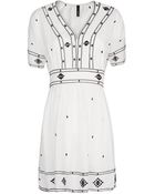 Mango Cotton Embroidered Dress - Lyst