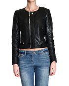 Versace Leather Zipped Biker Jacket - Lyst
