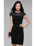 Theory Jada CK Leather Combo Dress - Lyst