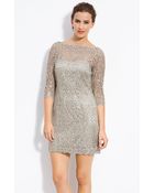 Kay Unger Sequin Lace Sheath Dress - Lyst