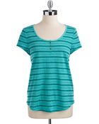 Lucky Brand Linen Striped Henley Top - Lyst