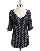 Lucky Brand Printed Short Sleeved Top - Lyst