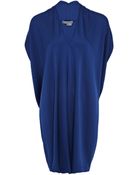 Vince Blue Double Vneck Silk Dress - Lyst