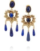 Oscar de la Renta Goldplated Lapis Lazuli Earrings - Lyst