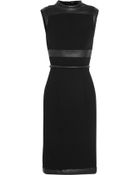 Christopher Kane Leather Trimmed Wool Crepe Shift Dress - Lyst