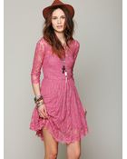 Free People Floral Mesh Lace Dress - Lyst
