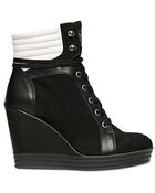 Hogan Rebel 100mm Suede Calf Bicolor Wedged Sneaker - Lyst
