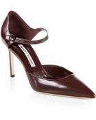 Manolo Blahnik Norvany Leather Mary Jane Pumps - Lyst