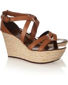 Casadei Leather and Rope Wedge Sandals - Lyst