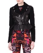 McQ by Alexander McQueen Leather Panelled Biker Jacket - Lyst