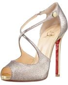 Christian Louboutin Wrap Glitter Peeptoe Red Sole Pump - Lyst