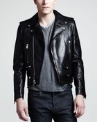 Saint Laurent Leather Motorcycle Jacket - Lyst